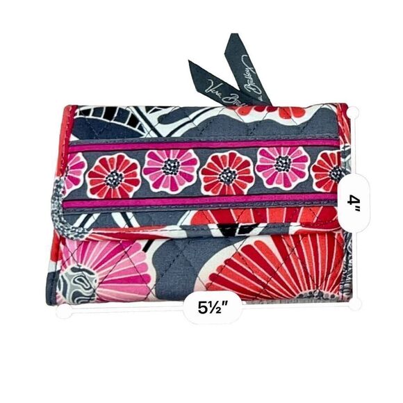 Vera Bradley Cherry Blossom Floral Euro Wallet Quilted Pink Bohemian Colorful - Picture 7 of 8